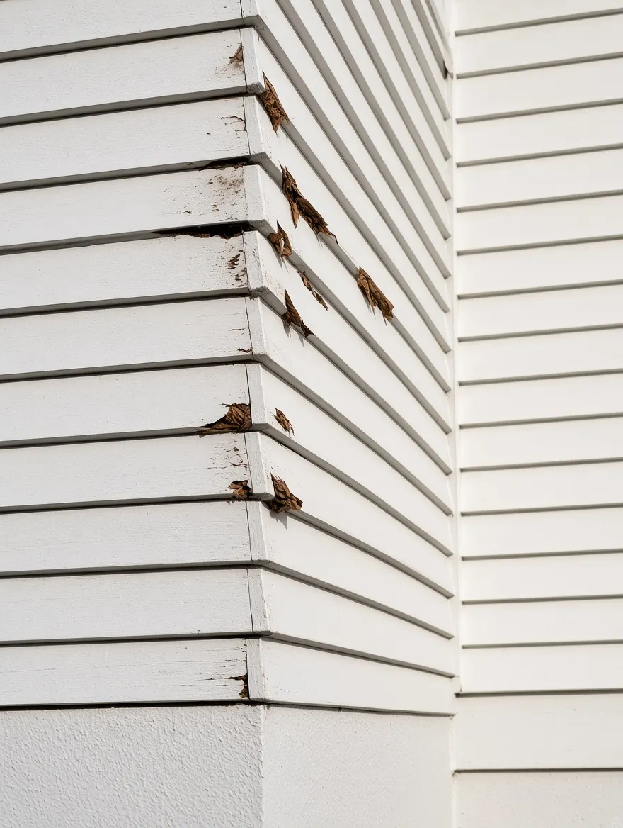 Rotten weatherboards at an external corner